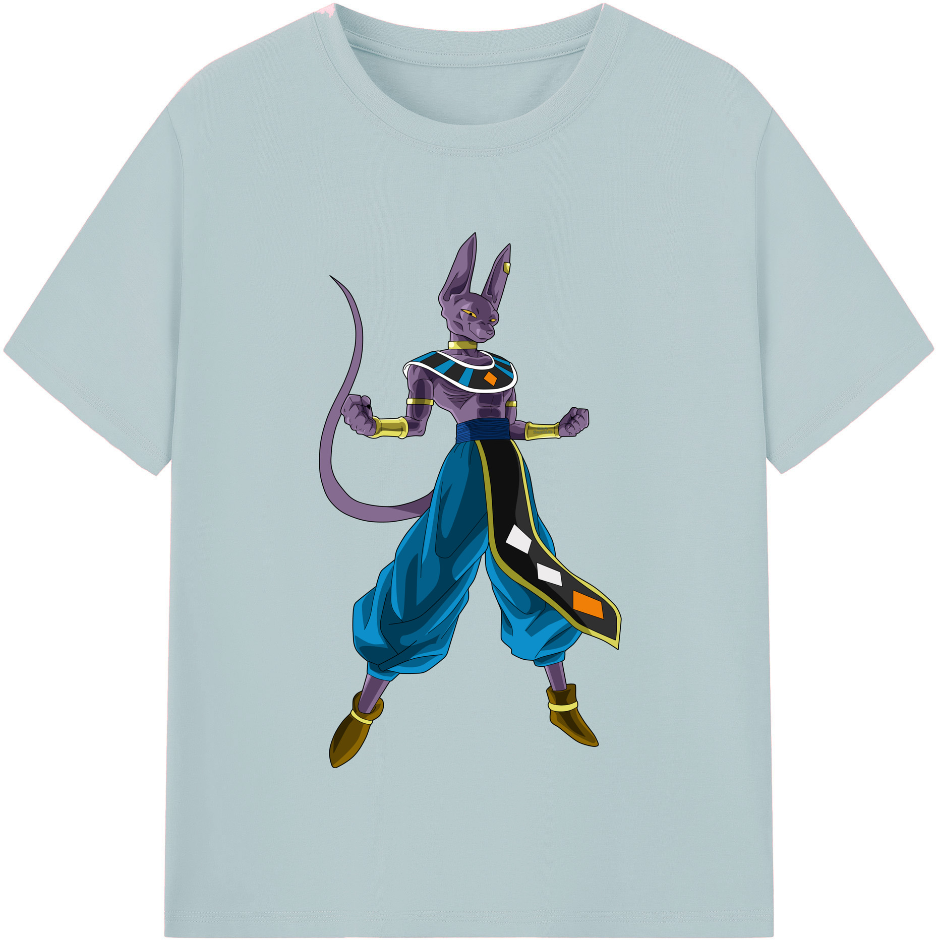 （画像用） ドラゴンボール ビルス 破壊神ビルス DRAGON BALL Beerus Birusu 綿100％半袖Tシャツ（フロントプリント）